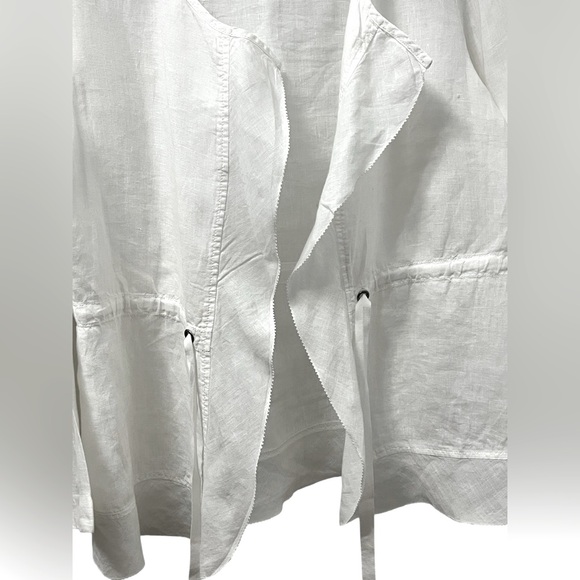 Eileen Fisher White Linen Open Front Tie Waist Lightweight Jacket Layer Size S - Picture 5 of 7